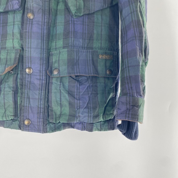Polo Ralph Lauren Premium Oil Cloth Field Jacket Waxed Skin Tartan Plaid Sz M - Picture 4 of 14